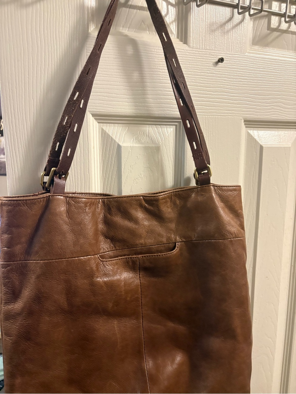 HOBO Cognac Brown Leather Tote with Perforated Straps - Picture 3 of 15